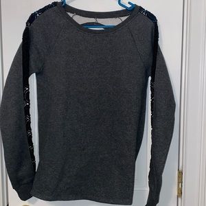 #261 Fabletics- Dark Gray Sweatshirt W/Crochet Sleeves